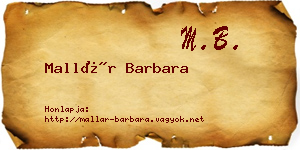 Mallár Barbara névjegykártya